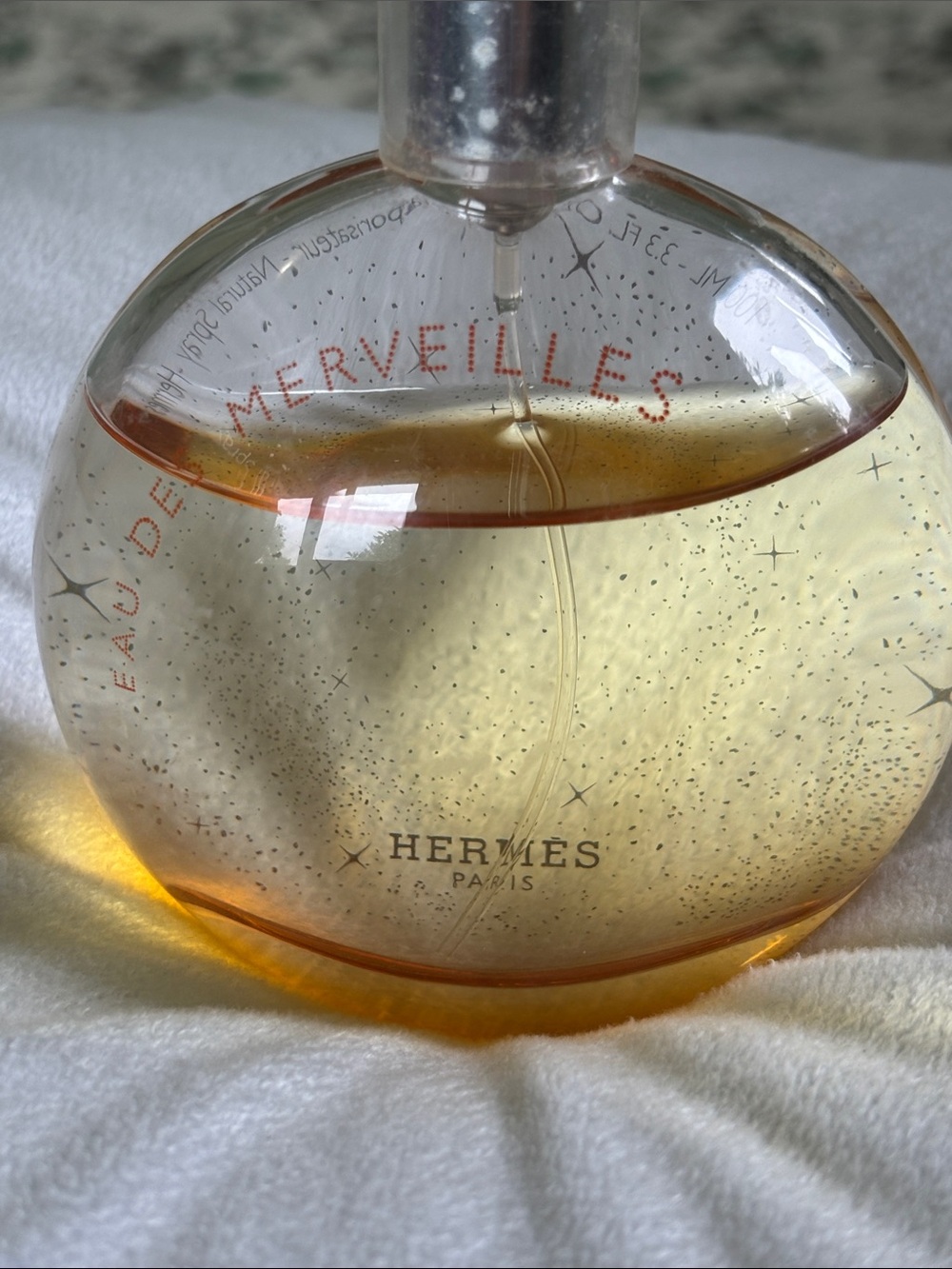 Hermes Eau des Merveilles Bottle in Amber and Clear